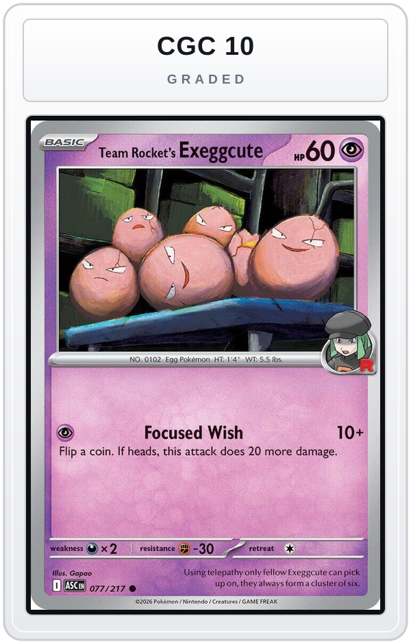 Graded - Team Rocket's Exeggcute — CGC 10 graded overlay