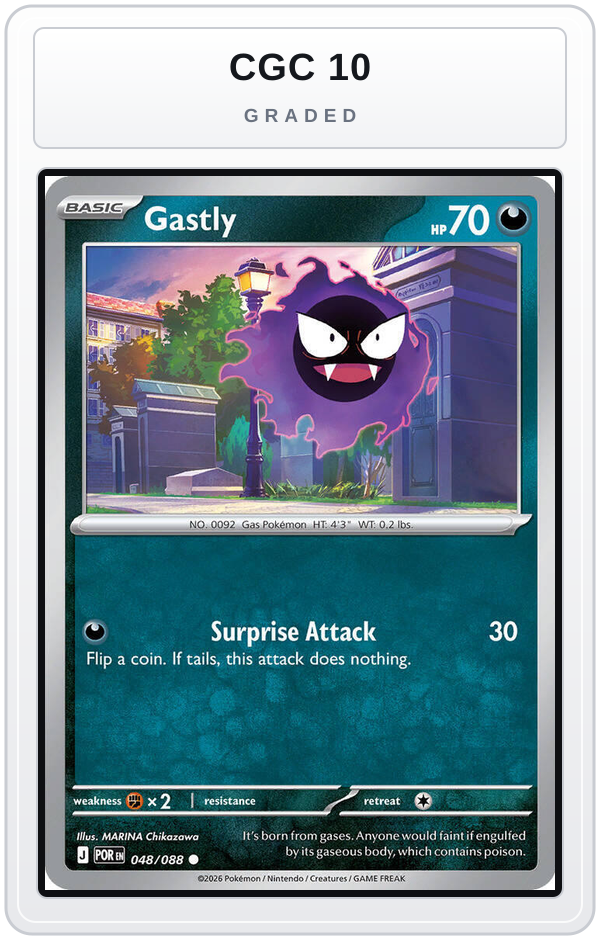 Graded - Gastly — CGC 10 graded overlay