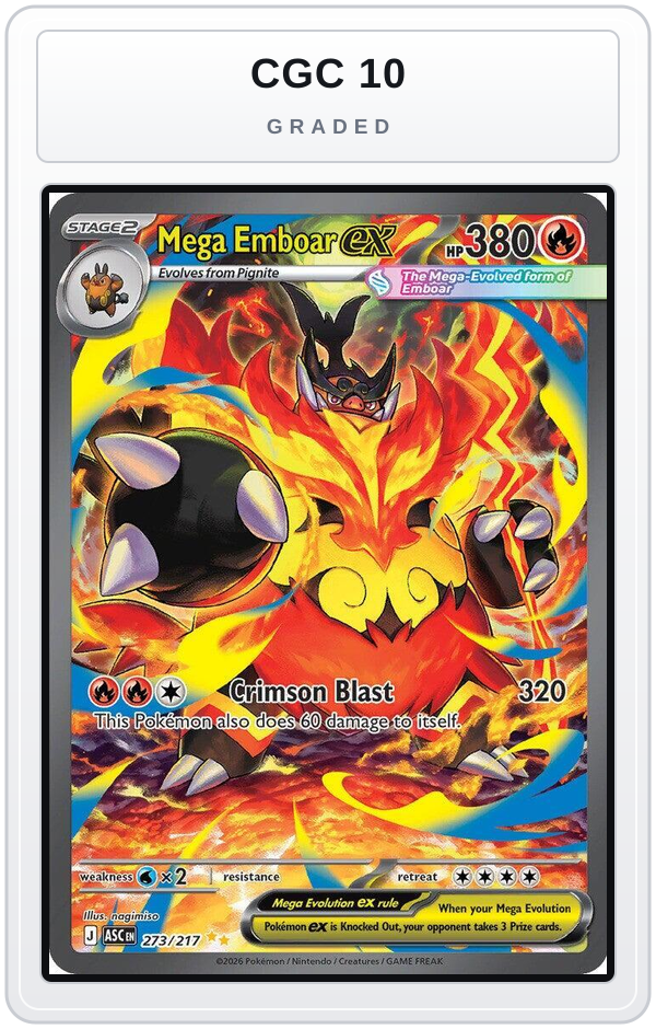 Graded - Mega Emboar ex - 273/217 — CGC 10 graded overlay