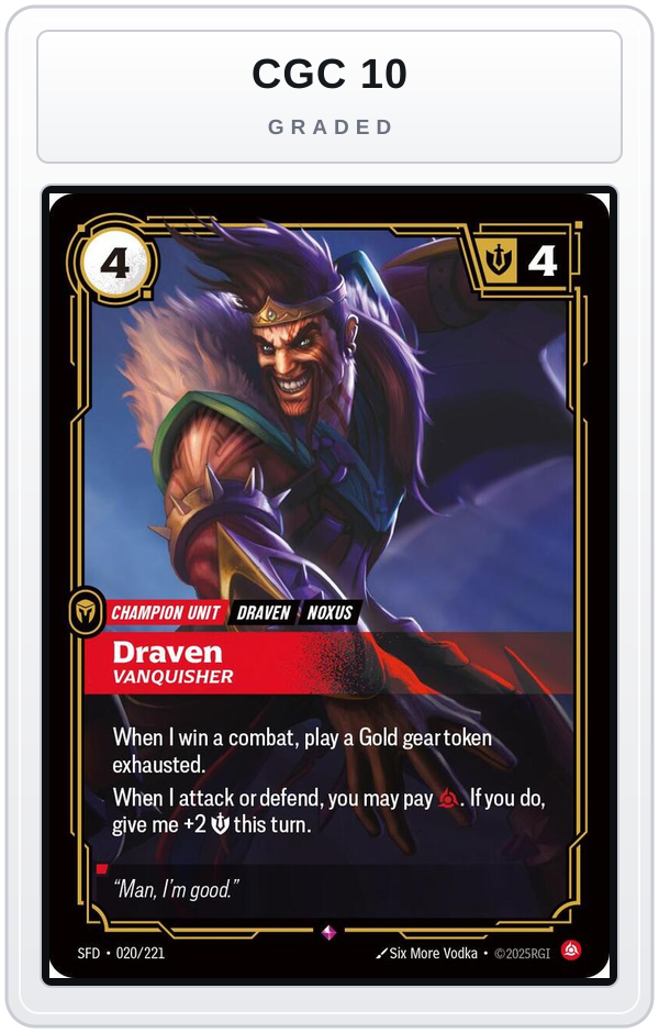 Graded - Draven - Vanquisher — CGC 10 graded overlay