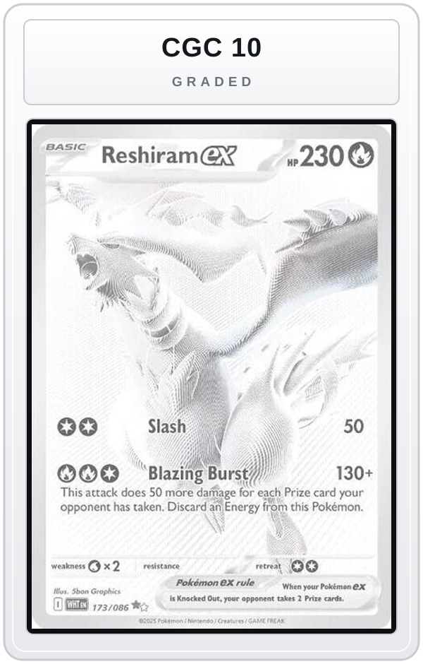Graded - Reshiram ex - 173/086 — CGC 10 graded overlay
