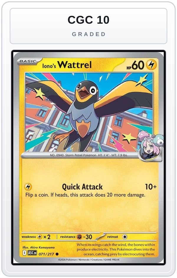 Graded - Iono's Wattrel - 071/217 — CGC 10 graded overlay