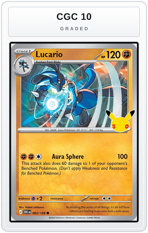 Graded - Lucario — CGC 10 graded overlay