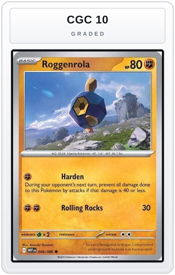 Graded - Roggenrola — CGC 10 graded overlay