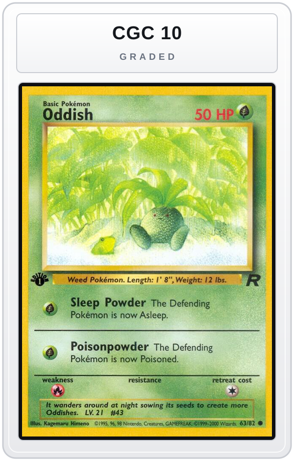 Graded - Oddish — CGC 10 graded overlay