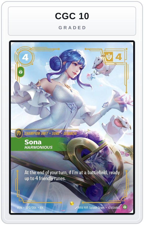 Graded - Sona, Harmonious — CGC 10 graded overlay