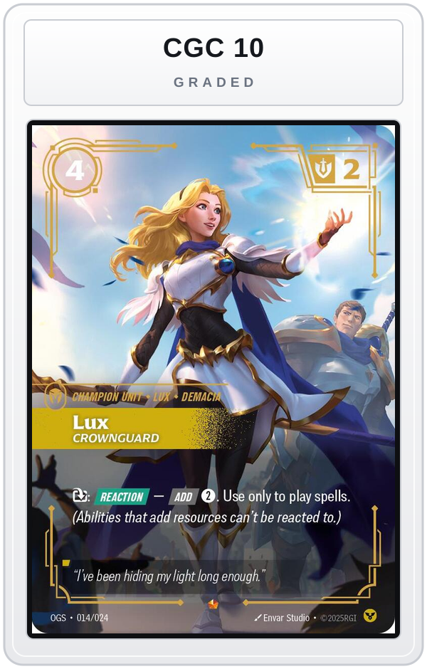 Graded - Lux, Crownguard — CGC 10 graded overlay