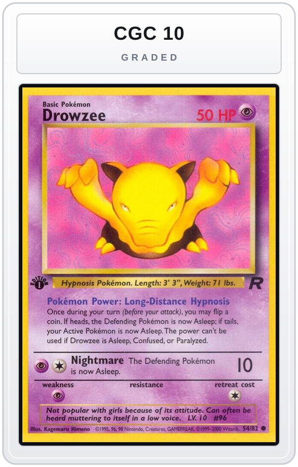 Graded - Drowzee — CGC 10 graded overlay