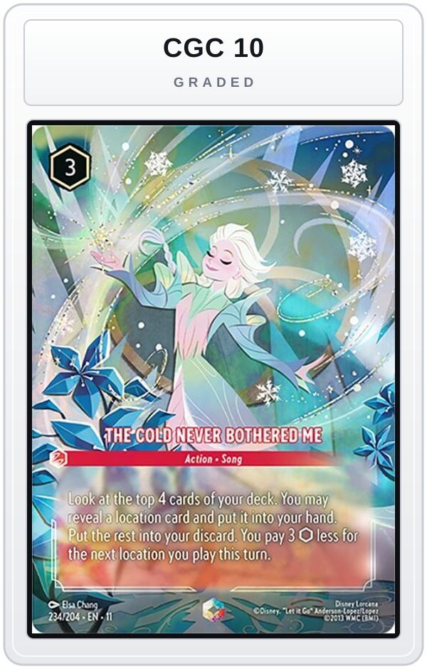Graded - The Cold Never Bothered Me (Enchanted) — CGC 10 graded overlay