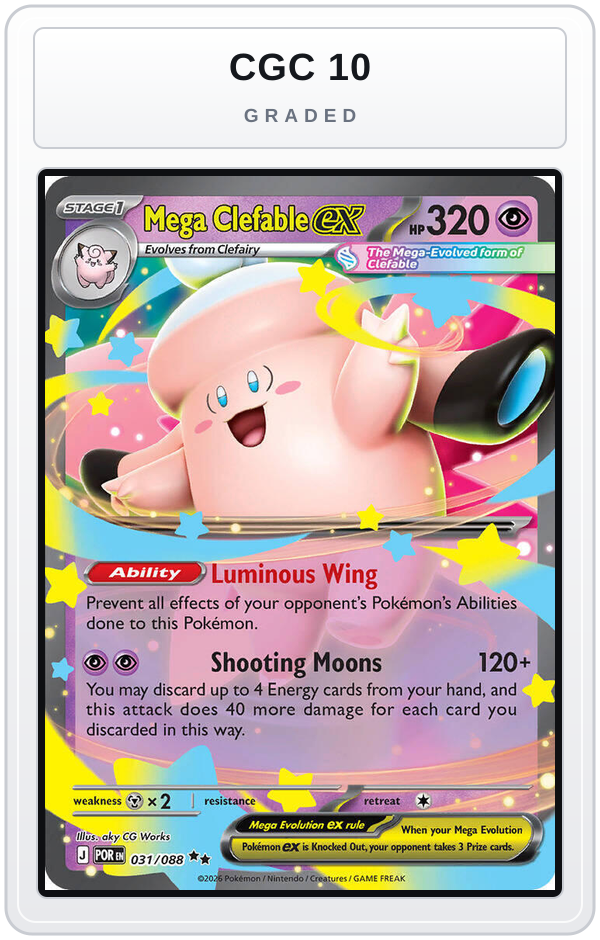 Graded - Mega Clefable ex - 031/088 — CGC 10 graded overlay