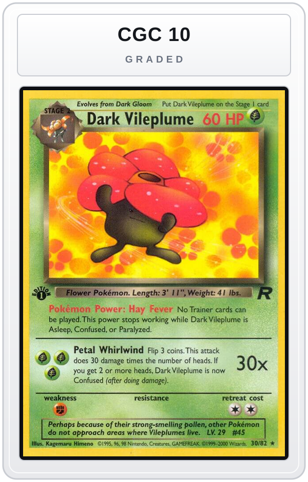 Graded - Dark Vileplume (30) — CGC 10 graded overlay