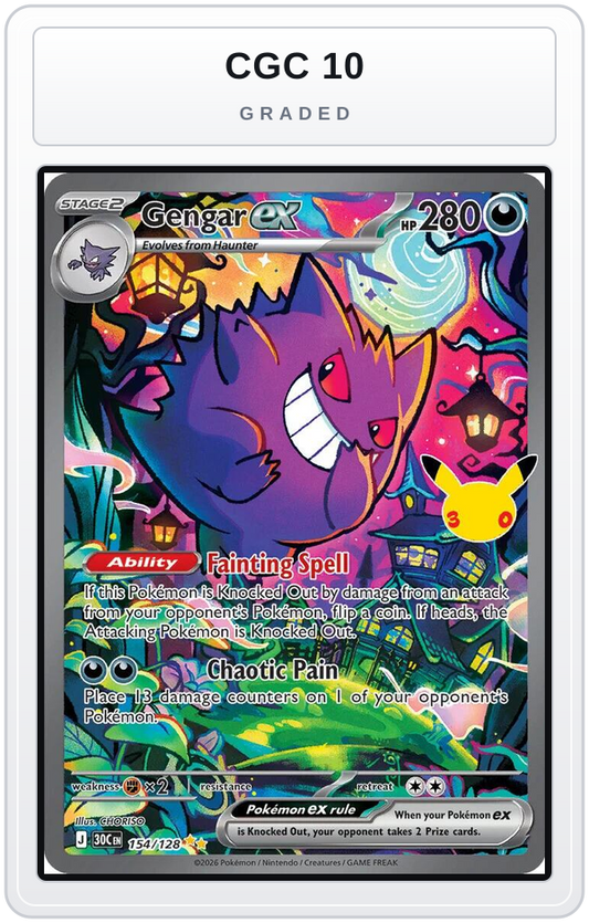 Graded - Gengar ex - 154/128 — CGC 10 graded overlay
