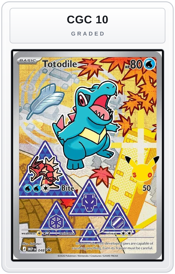 Graded - Totodile - 048 — CGC 10 graded overlay