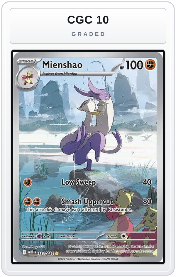 Graded - Mienshao - 134/086 — CGC 10 graded overlay