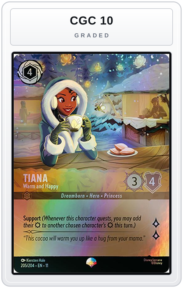 Graded - Tiana - Warm and Happy (Epic) — CGC 10 graded overlay