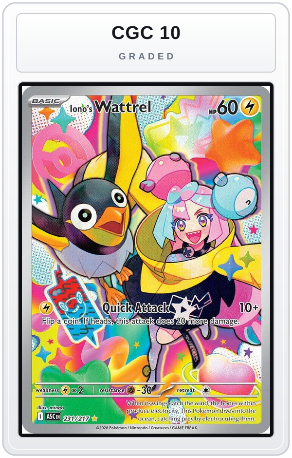 Graded - Iono's Wattrel - 231/217 — CGC 10 graded overlay