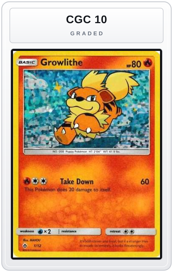 Graded - Growlithe - 1/12 — CGC 10 graded overlay