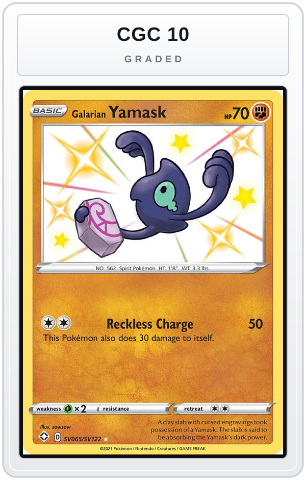 Graded - Galarian Yamask — CGC 10 graded overlay