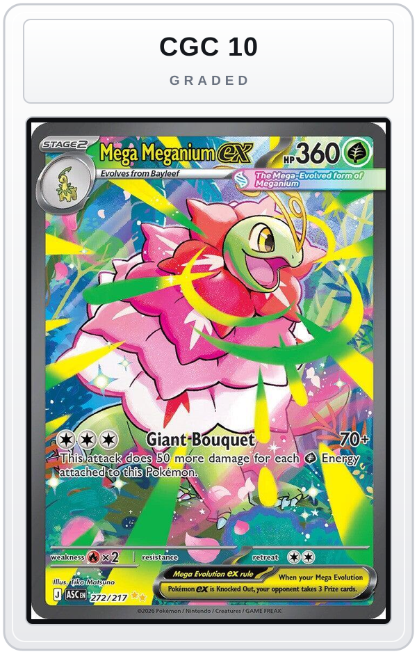 Graded - Mega Meganium ex - 272/217 — CGC 10 graded overlay