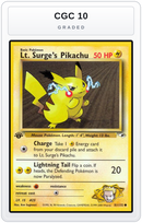 Graded - Lt. Surge's Pikachu — CGC 10 graded overlay