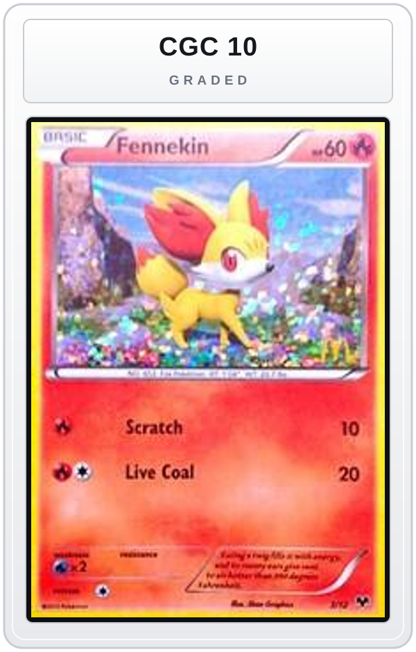 Graded - Fennekin - 3/12 — CGC 10 graded overlay