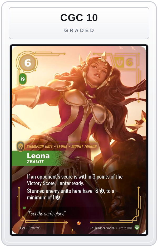 Graded - Leona, Zealot — CGC 10 graded overlay
