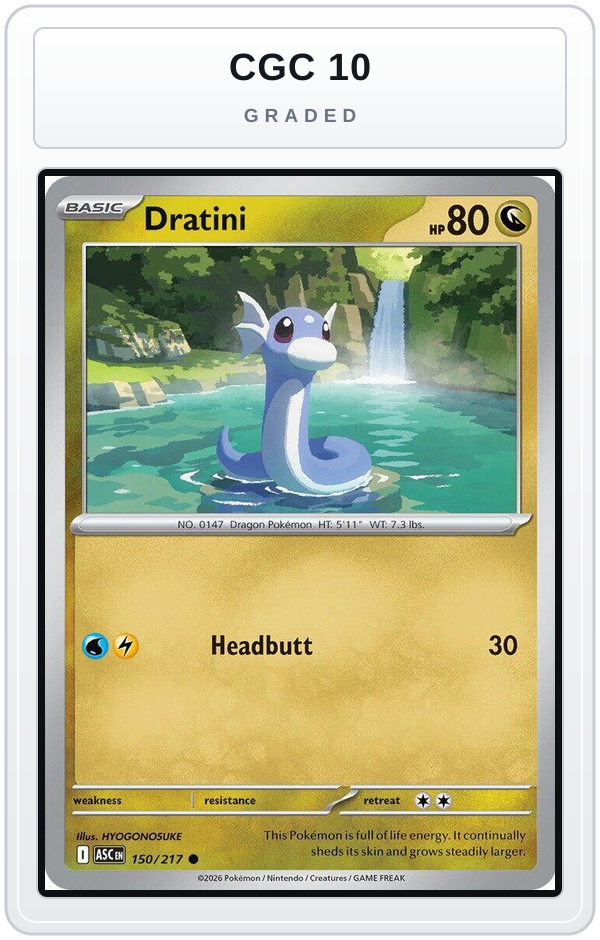 Graded - Dratini — CGC 10 graded overlay