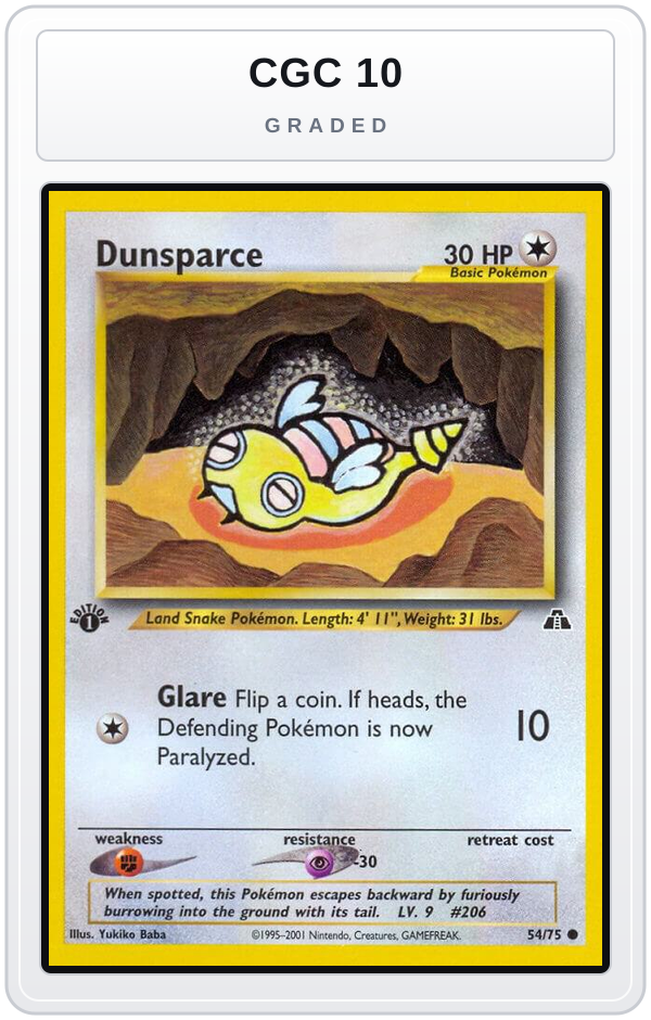 Graded - Dunsparce — CGC 10 graded overlay