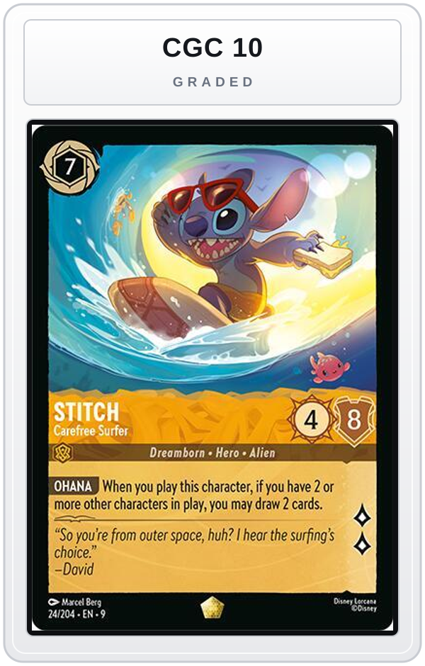Graded - Stitch - Carefree Surfer — CGC 10 graded overlay