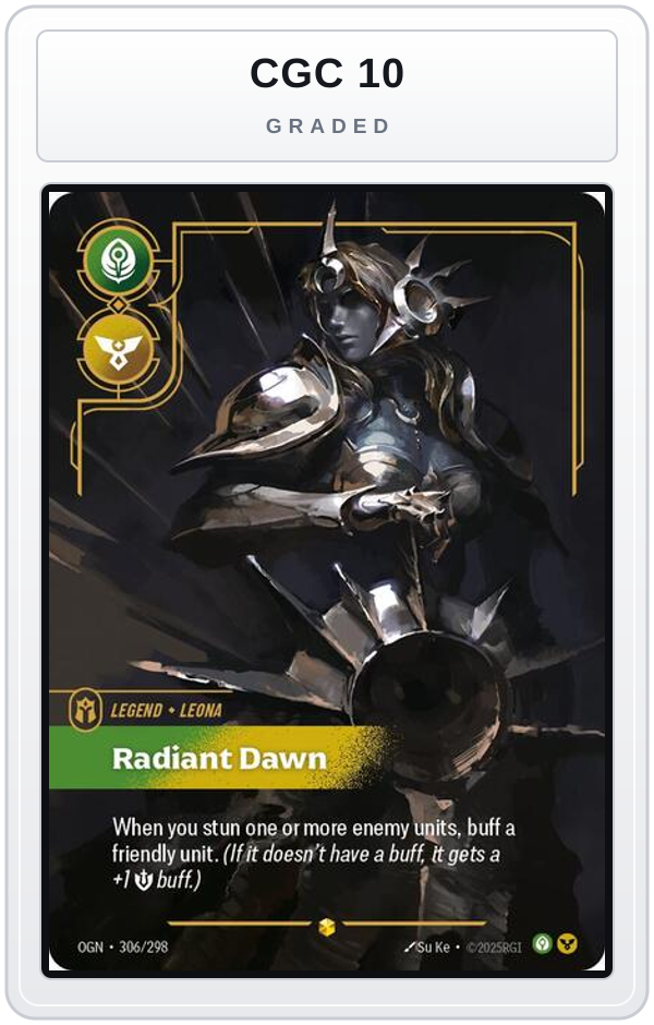 Graded - Leona - Radiant Dawn (Overnumbered) — CGC 10 graded overlay