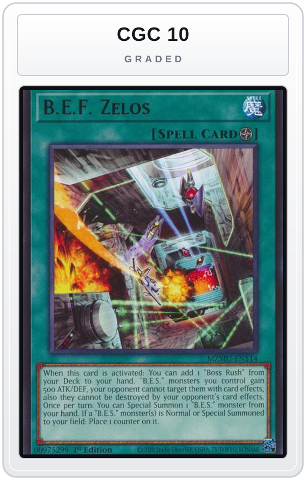 Graded - B.E.F. Zelos — CGC 10 graded overlay