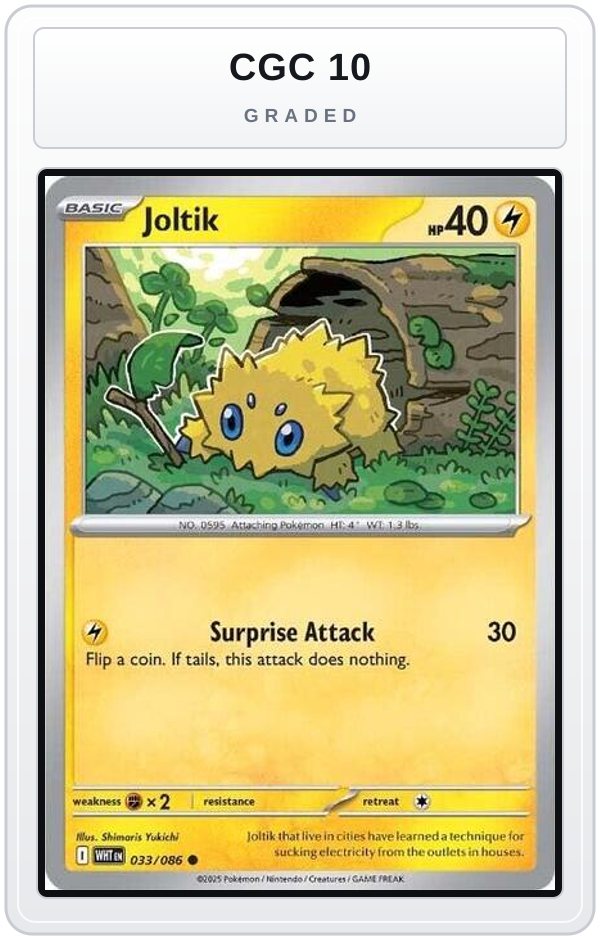 Graded - Joltik — CGC 10 graded overlay