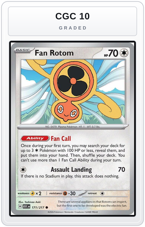 Graded - Fan Rotom - 171/217 — CGC 10 graded overlay
