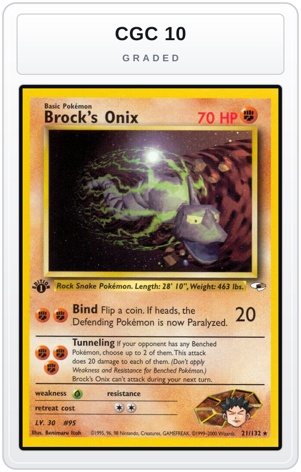 Graded - Brock's Onix (21) — CGC 10 graded overlay