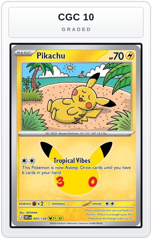 Graded - Pikachu - 043/128 — CGC 10 graded overlay