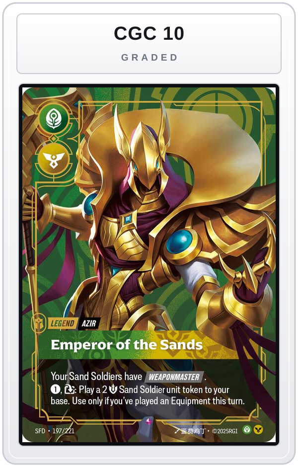 Graded - Azir - Emperor of the Sands — CGC 10 graded overlay