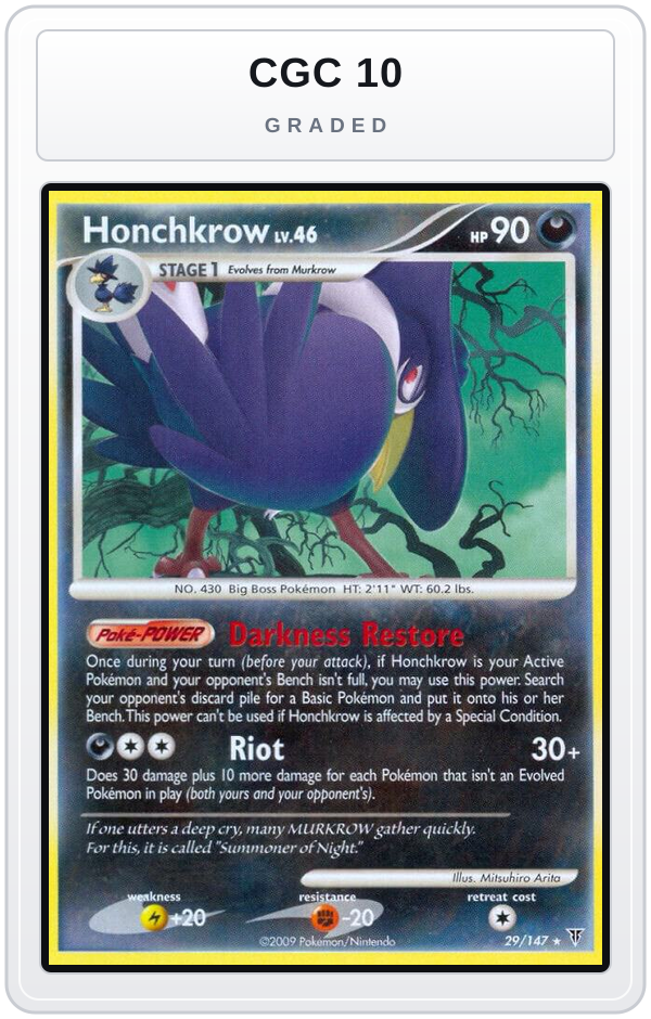 Graded - Honchkrow — CGC 10 graded overlay