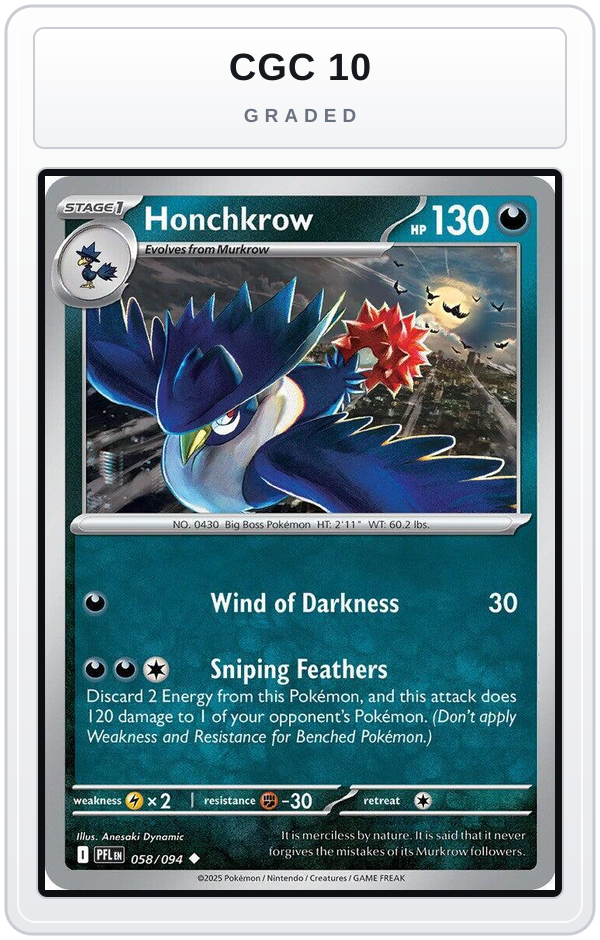 Graded - Honchkrow — CGC 10 graded overlay