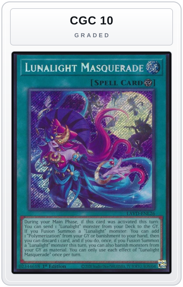 Graded - Lunalight Masquerade (Secret Rare) — CGC 10 graded overlay