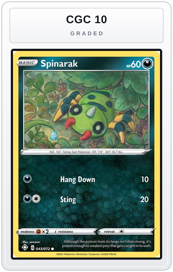 Graded - Spinarak — CGC 10 graded overlay