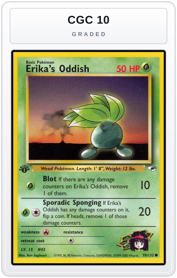Graded - Erika's Oddish (78) — CGC 10 graded overlay