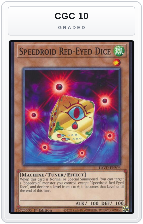 Graded - Speedroid Red-Eyed Dice — CGC 10 graded overlay
