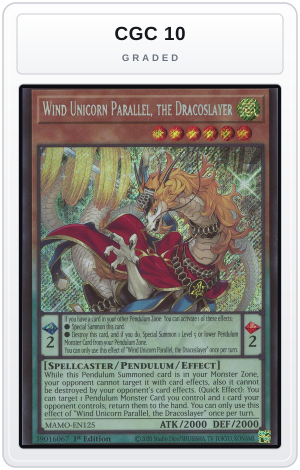 Graded - Wind Unicorn Parallel, the Dracoslayer — CGC 10 graded overlay