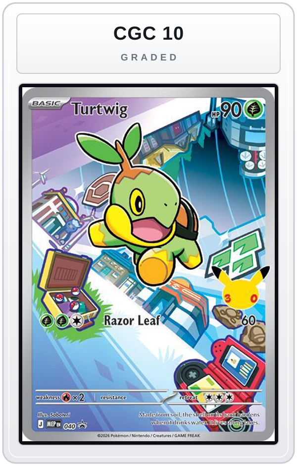 Graded - Turtwig - 040 — CGC 10 graded overlay