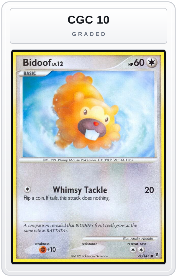 Graded - Bidoof — CGC 10 graded overlay