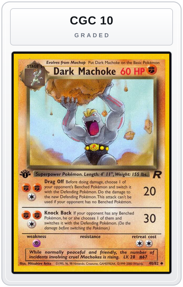 Graded - Dark Machoke — CGC 10 graded overlay
