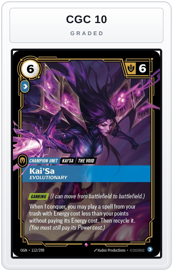 Graded - Kai'Sa, Evolutionary — CGC 10 graded overlay