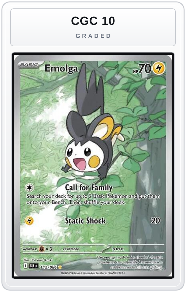 Graded - Emolga - 112/086 — CGC 10 graded overlay