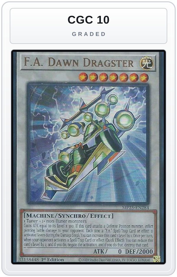 Graded - F.A. Dawn Dragster — CGC 10 graded overlay