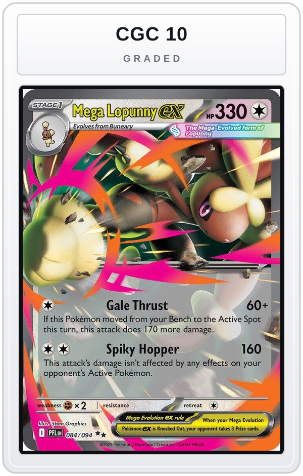 Graded - Mega Lopunny ex - 084/094 — CGC 10 graded overlay